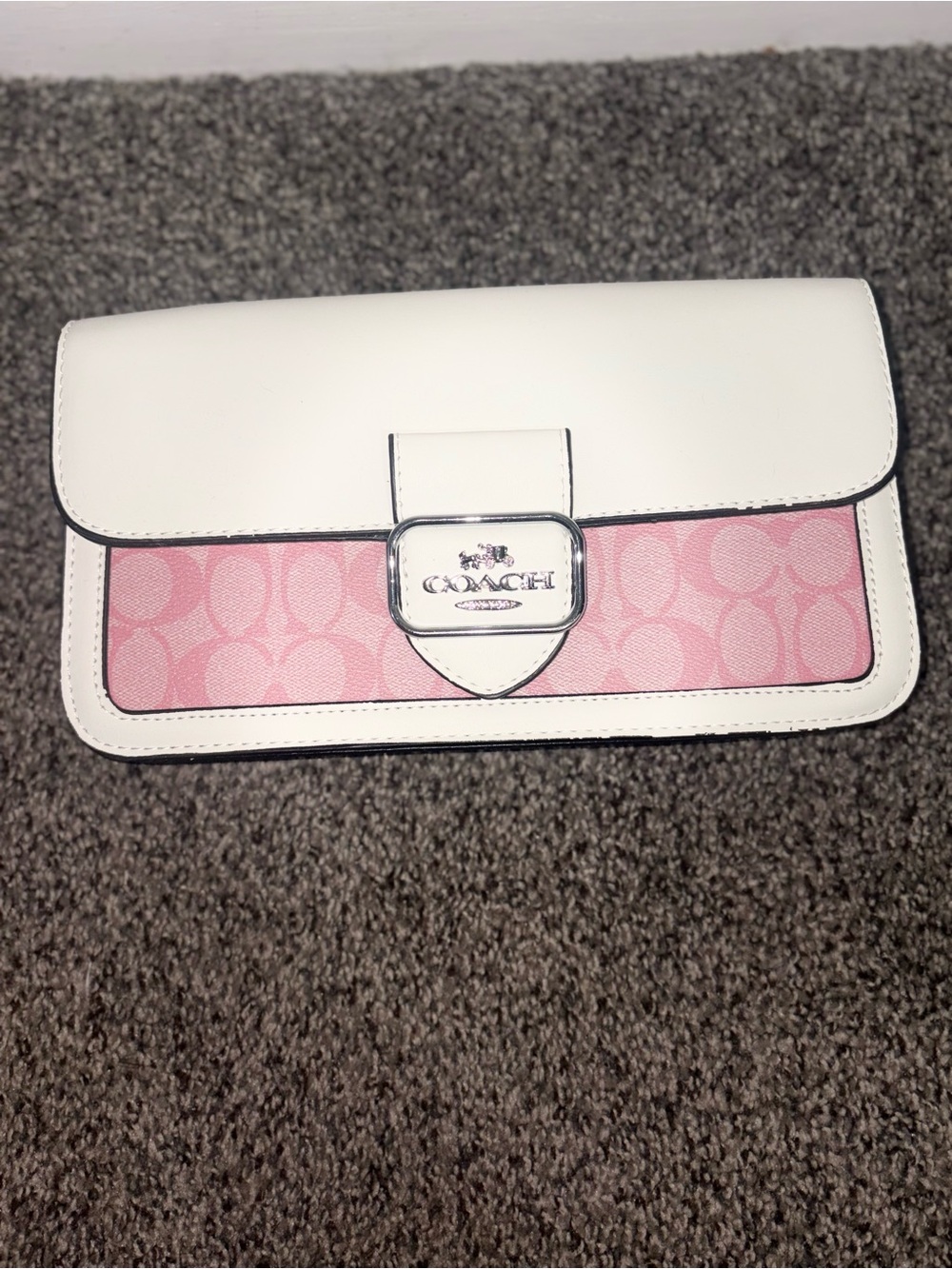 Coach Pink and White Signature Clutch